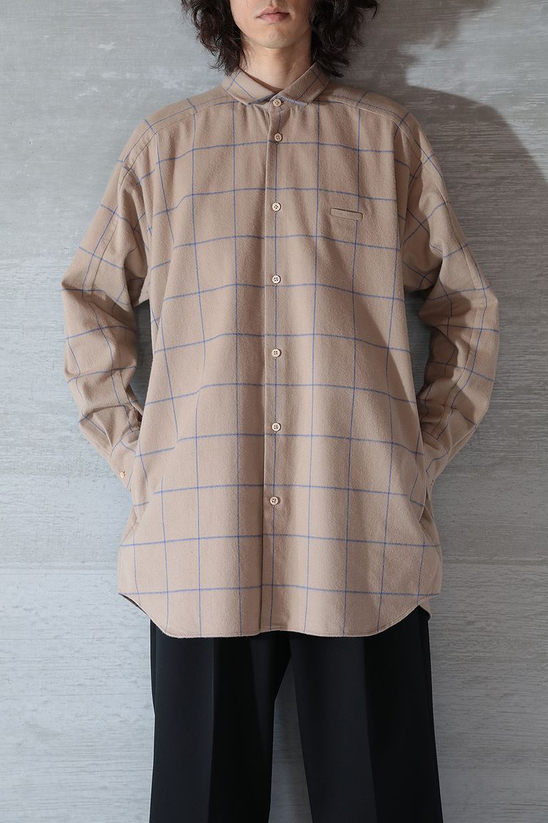 Dulcamara 【ラスト1点】ヨークスリーブシャツ-C(Beige×Blue) Acacia ONLINESTORE