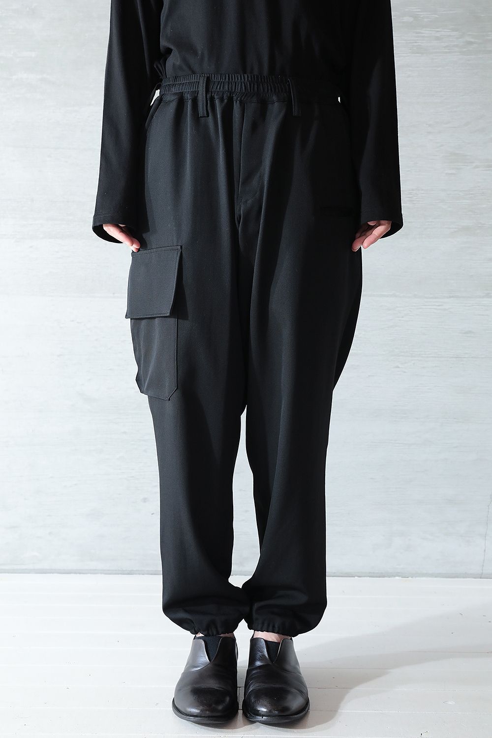 yohji yamamoto - 【yohji yamamoto】S-Wリブフラップパンツ(BLACK