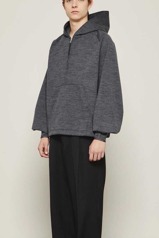 THE RERACS - 【23AW/ラスト1点】RERACS HALF ZIP HOODED PULLOVER(TOP GRAY/WOOLY  DOUBLE FACE) | Acacia ONLINESTORE