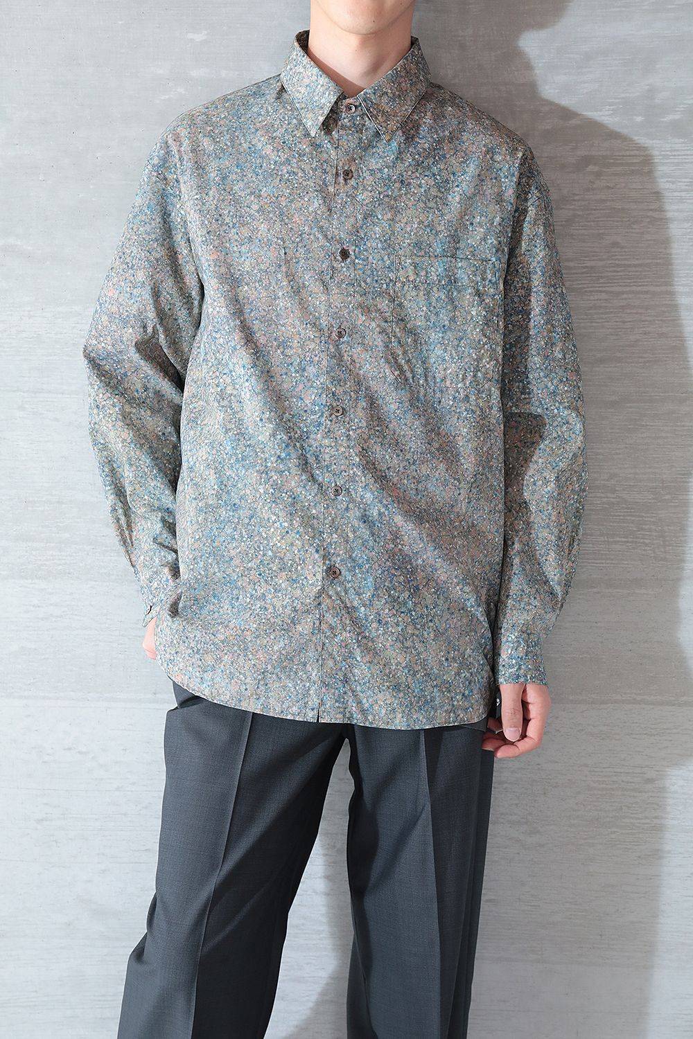 LEMAIRE - PRINTED REGULAR COLLAR LS SHIRTS(MAUVE BLUE) | Acacia