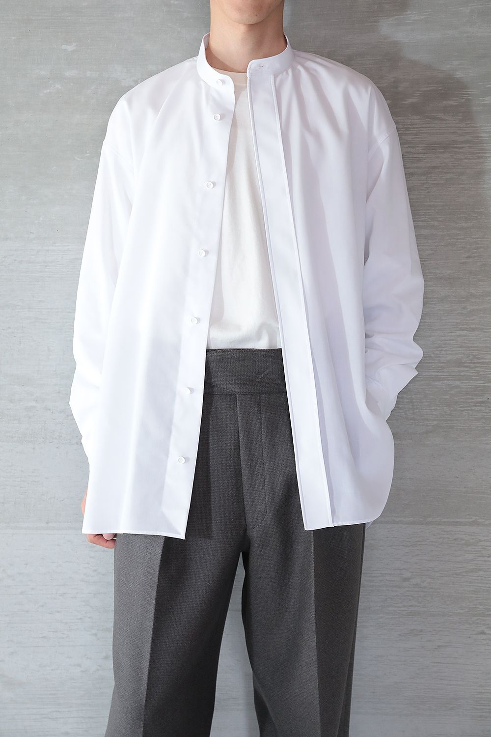 SUPER LIGHT SPUN THE BAND COLLAR SHIRT(WHITE) - 44(XS〜S)