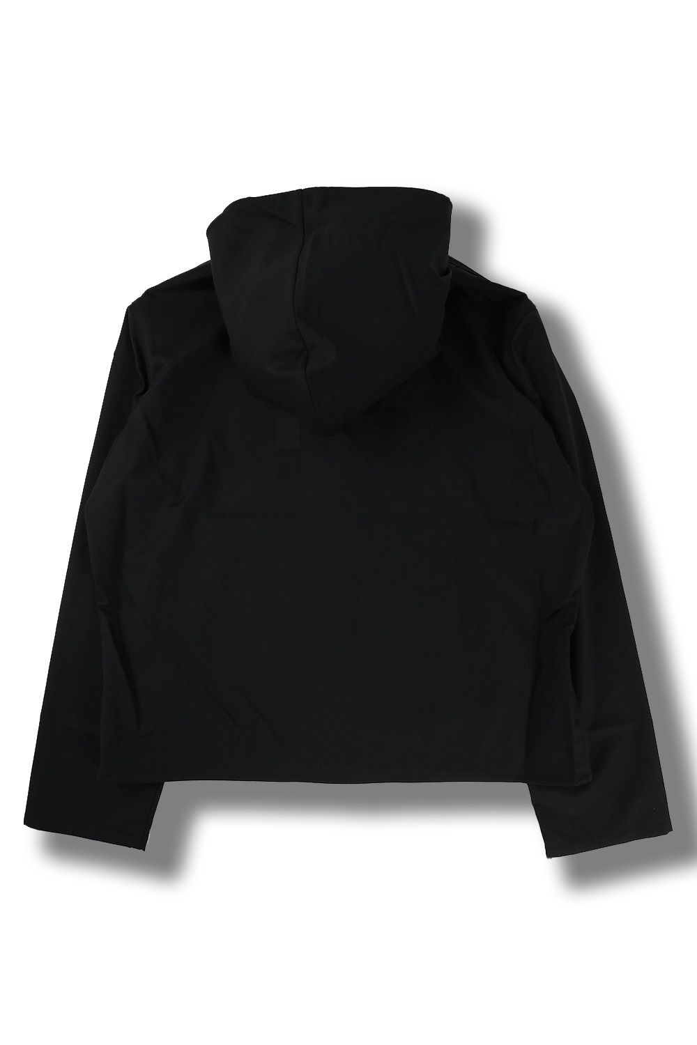 black hooded windbreaker