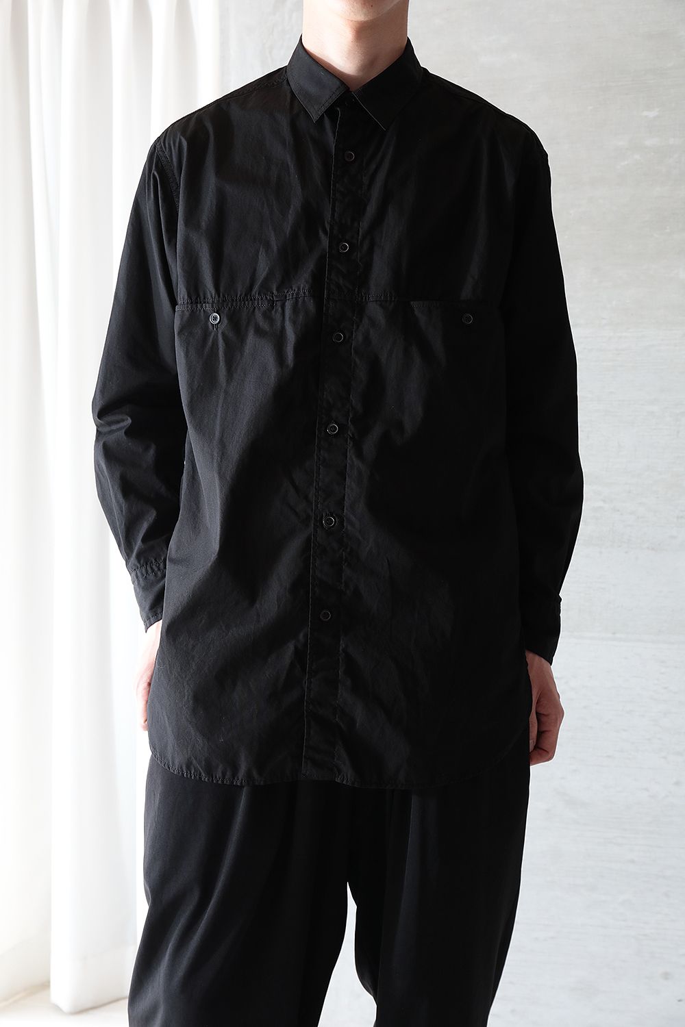 yohji yamamoto - 【yohji yamamoto】A-切替胸PK環縫いシャツ(BLACK 