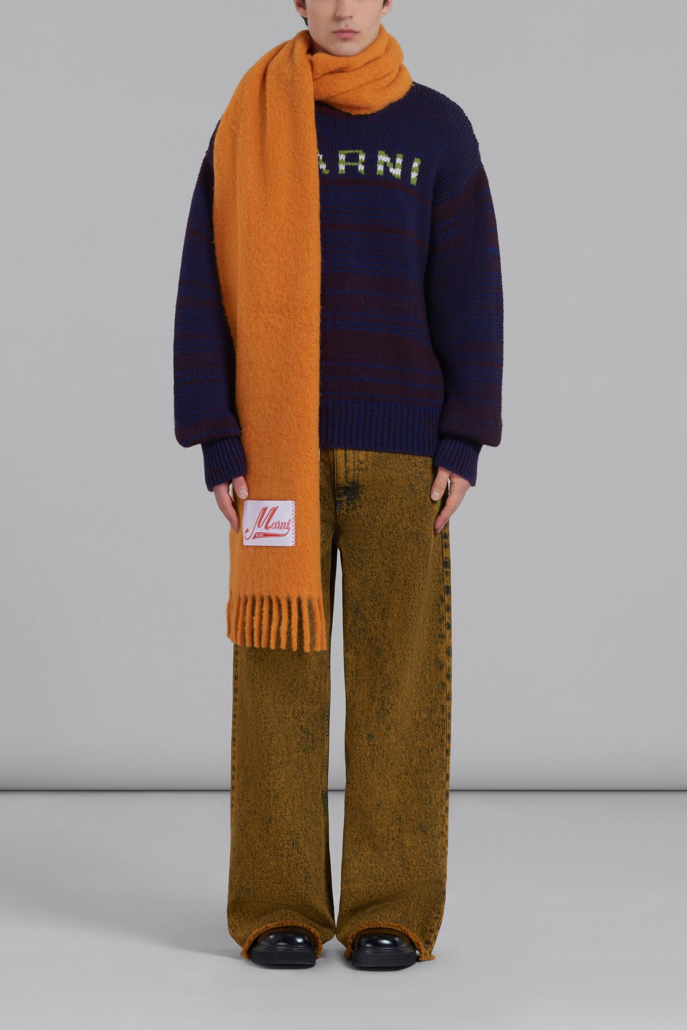 MARNI - 【23AW】BRUSHED ALPACA SCARF WITH FRINGES(ARABESQUE