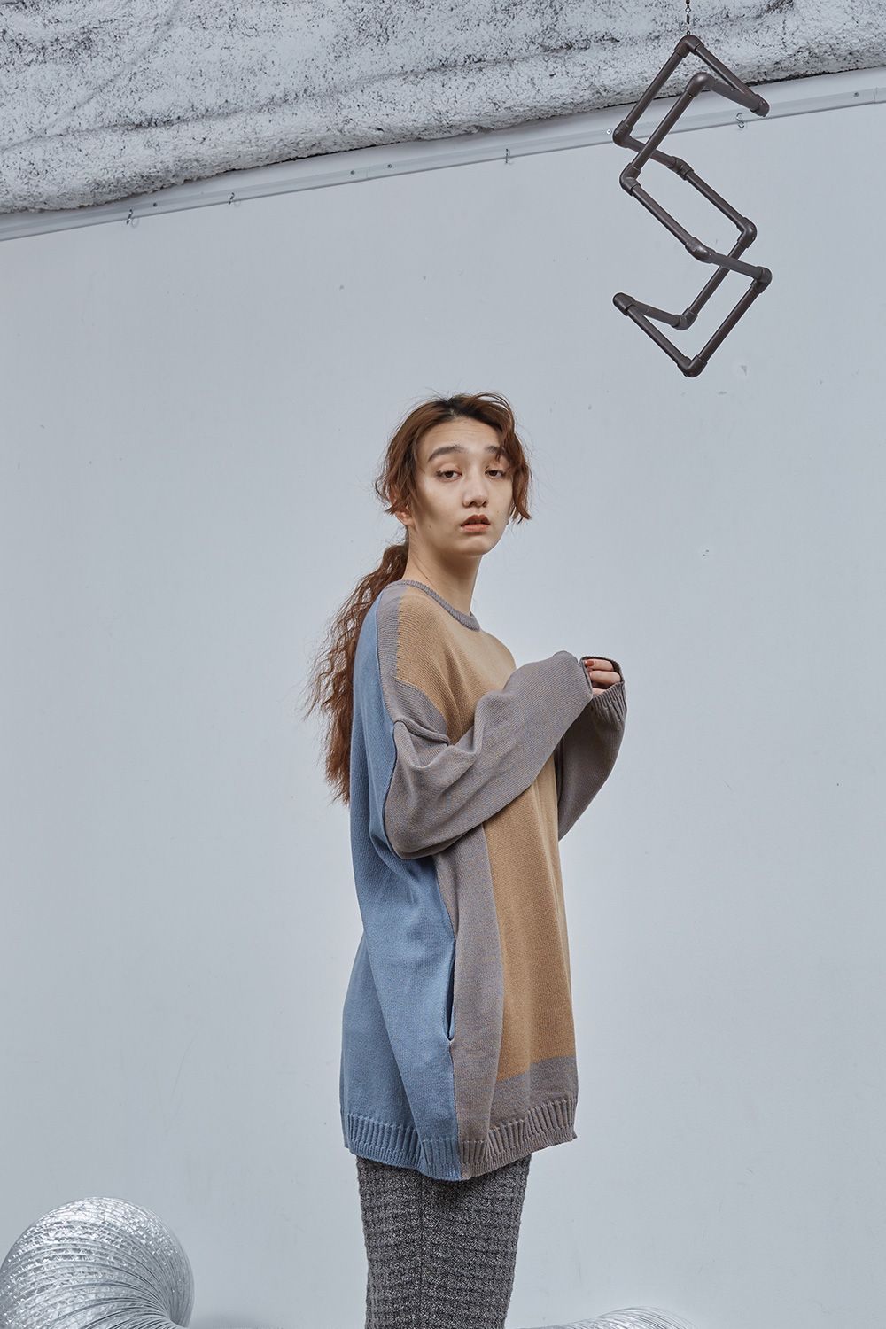 Dulcamara - 【再入荷/ラスト1点】MIXニットPO(CAMEL×BLUE) | Acacia ONLINESTORE