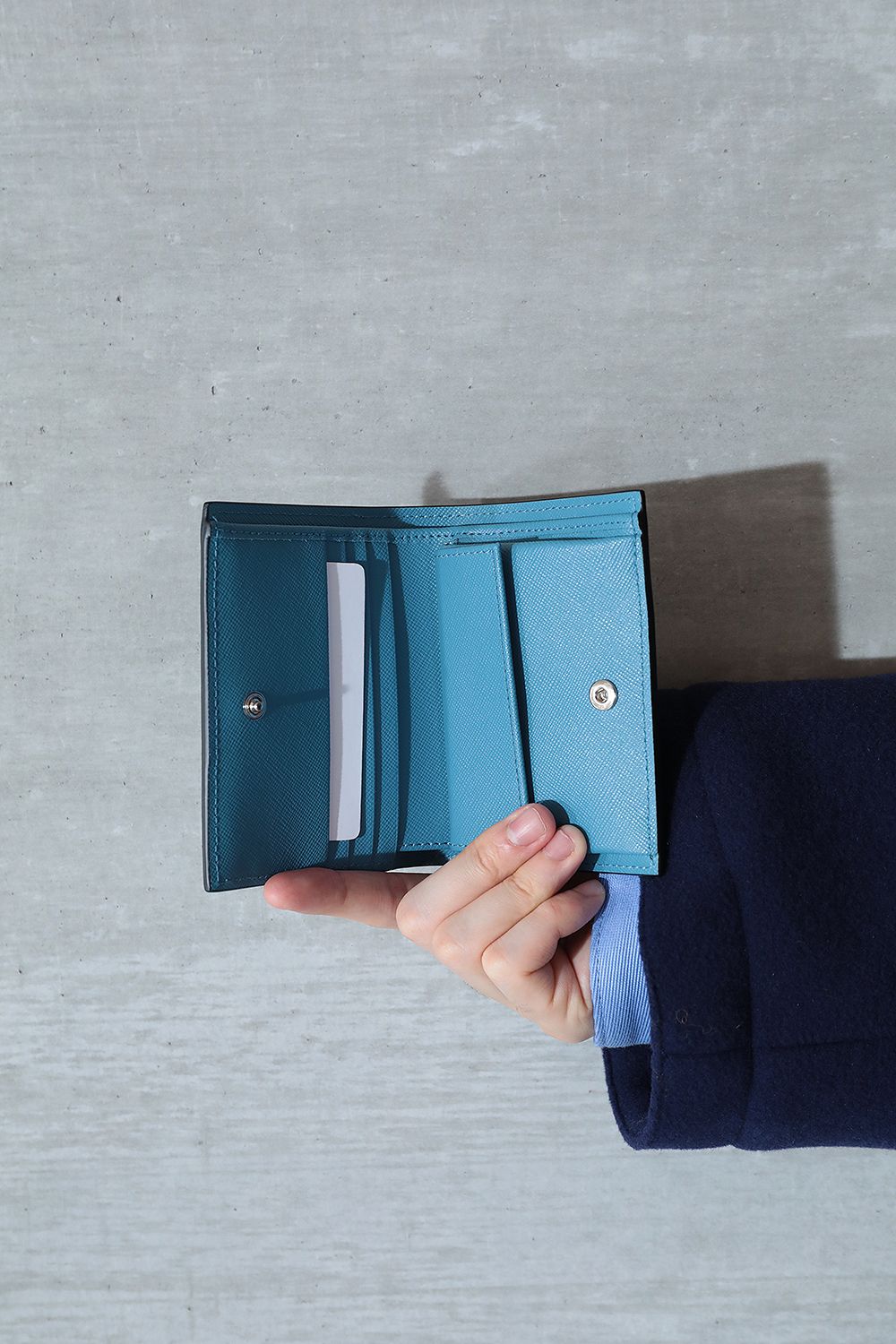 MARNI - 【23AW】SAFFIANO CALFSKIN BI-FOLD WALLET(DOLPHIN/DUSK BLUE