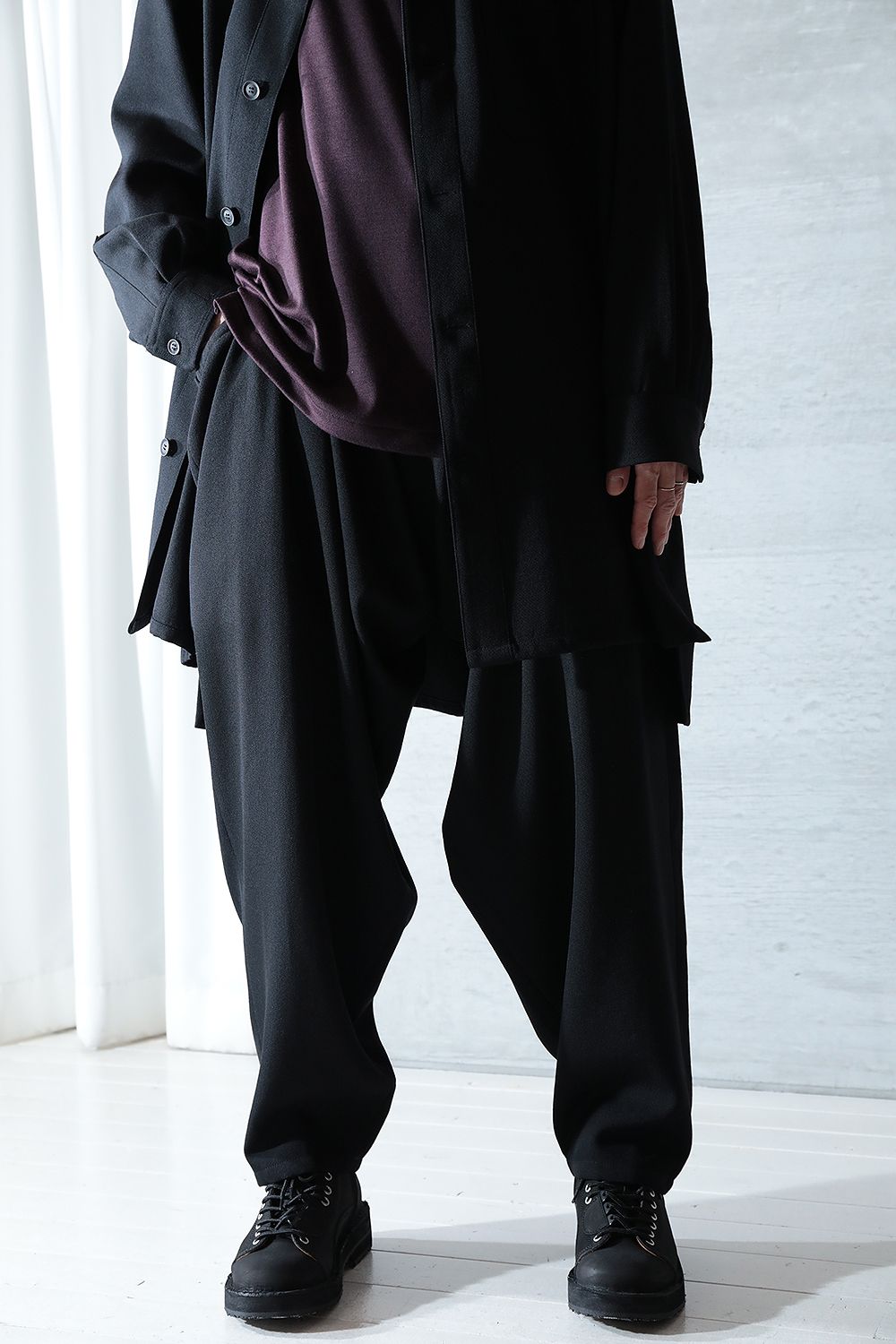 23AW DROP CROTCH PANTS 内股ドレープパンツ ヨウジヤマモト100%Wool 