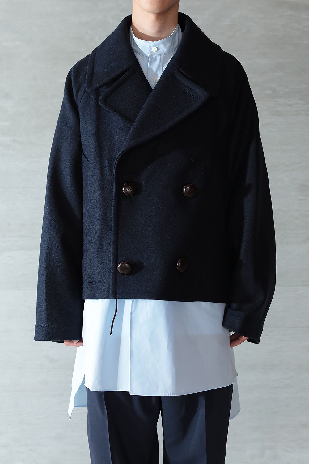 CROPPED PEA COAT(NAVY COOL WOOL) - S