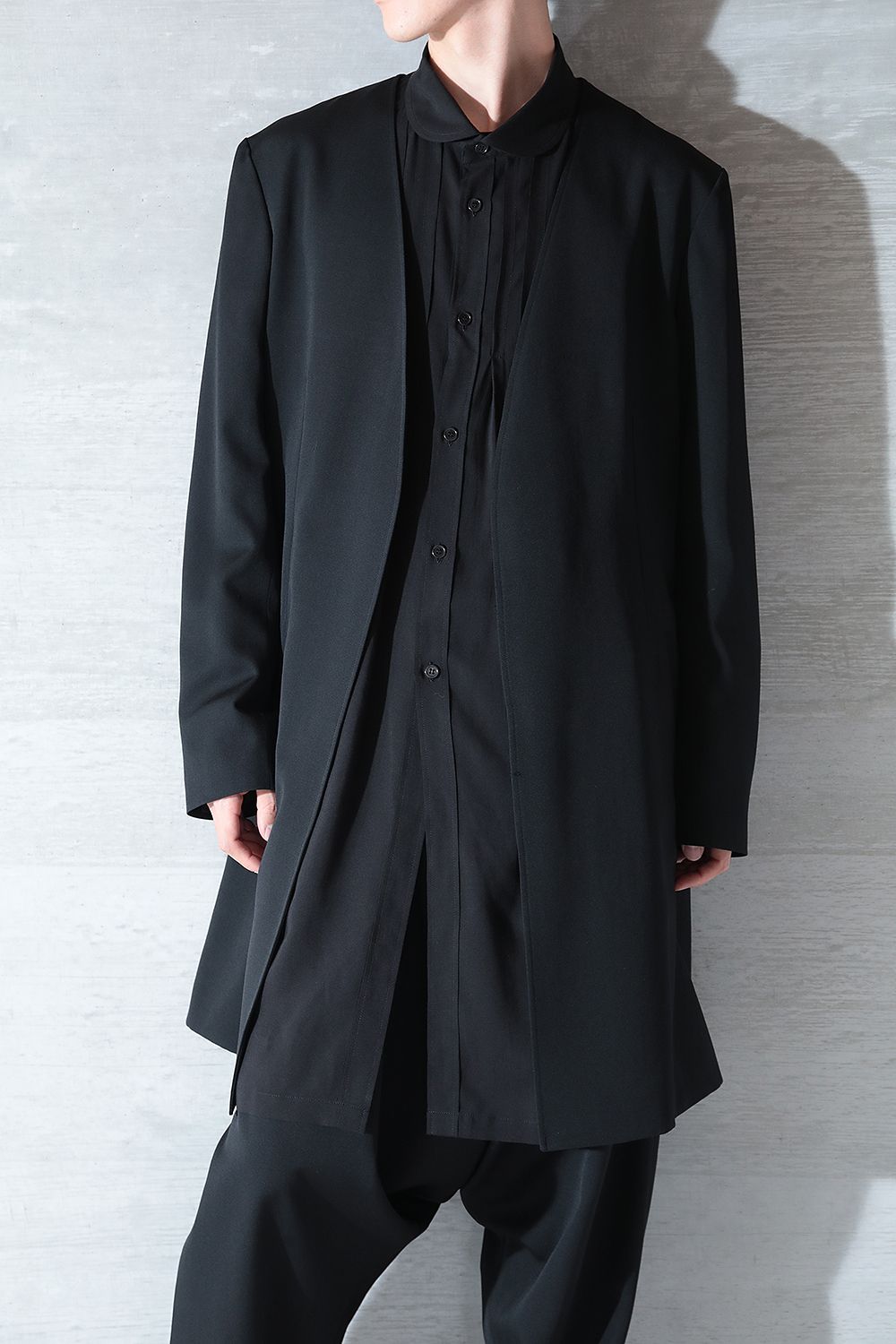 yohji yamamoto - 【yohji yamamoto】N-ノーカラーロングJKT(BLACK