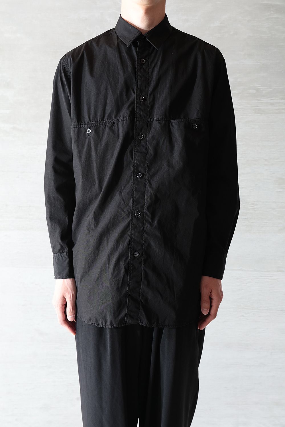 yohji yamamoto - 【yohji yamamoto】A-切替胸PK環縫いシャツ(BLACK 