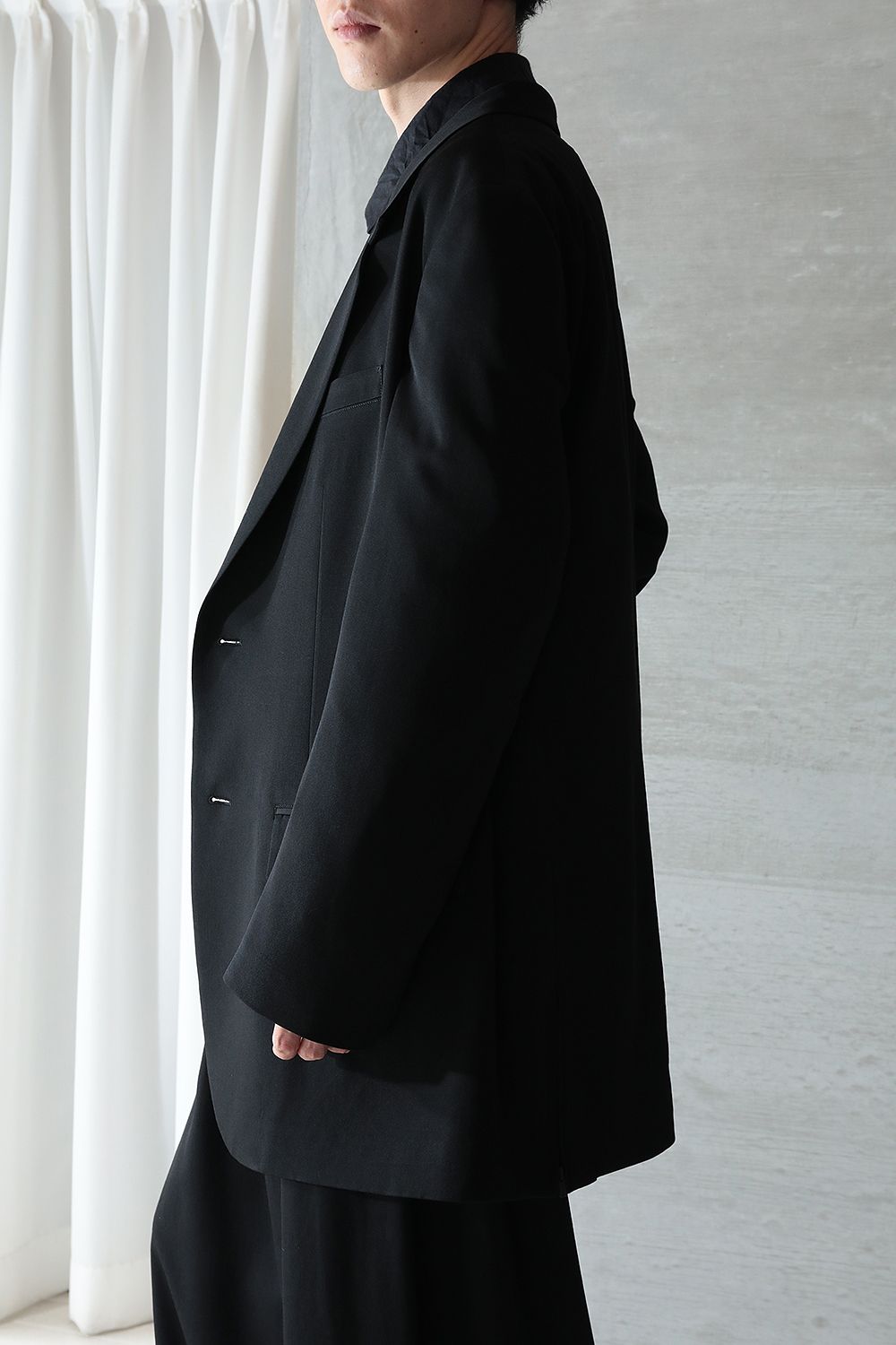 21AW【yohji yamamoto】K-左裾ファスナー付JKT