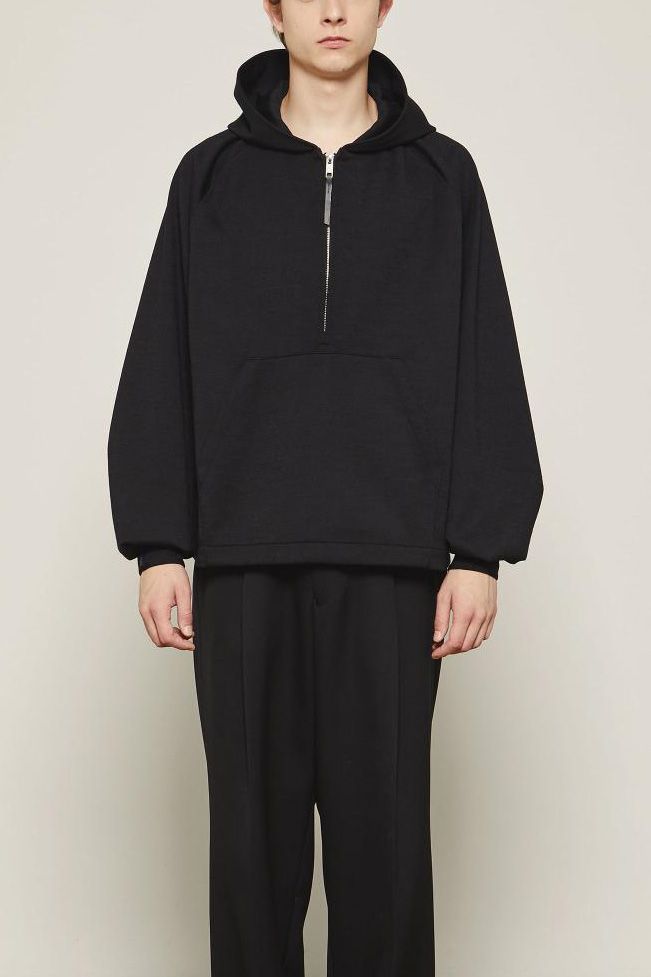 THE RERACS - 【23AW】RERACS HALF ZIP HOODED PULLOVER(BLACK/WOOLY