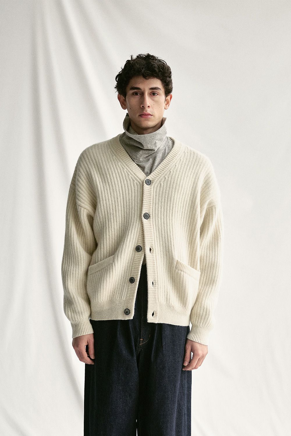 YOKO SAKAMOTO - 【23AW/ラスト1点】YAK KNIT CARDIGAN(WHITE/WOOL+YAK