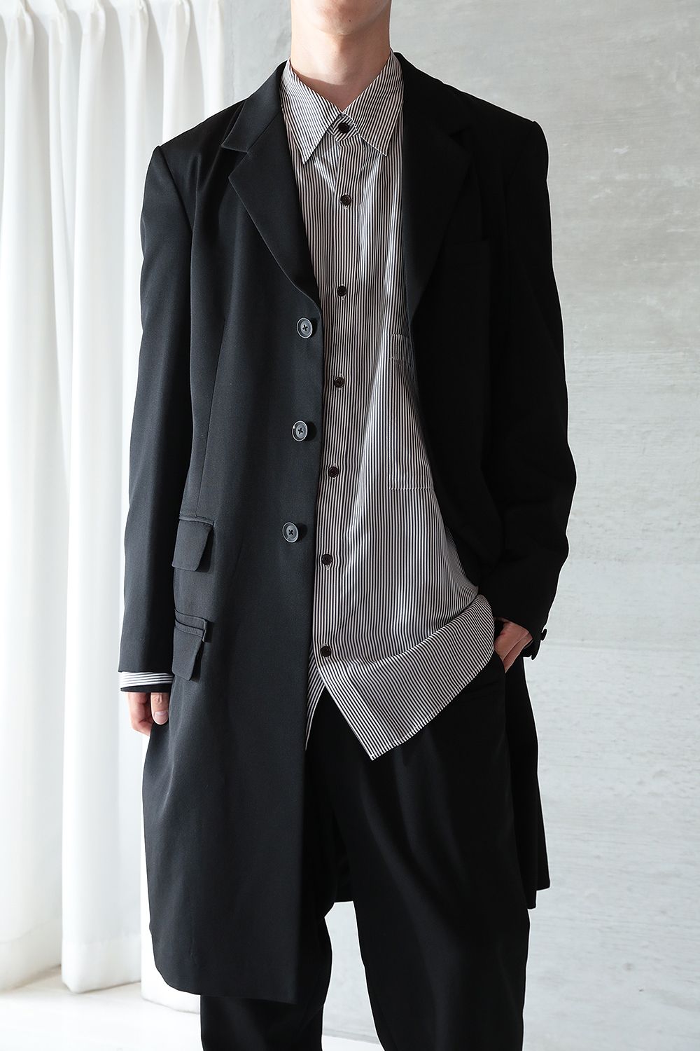 【yohji yamamoto】S-Dr.JKT Reギャバ(BLACK) - 2