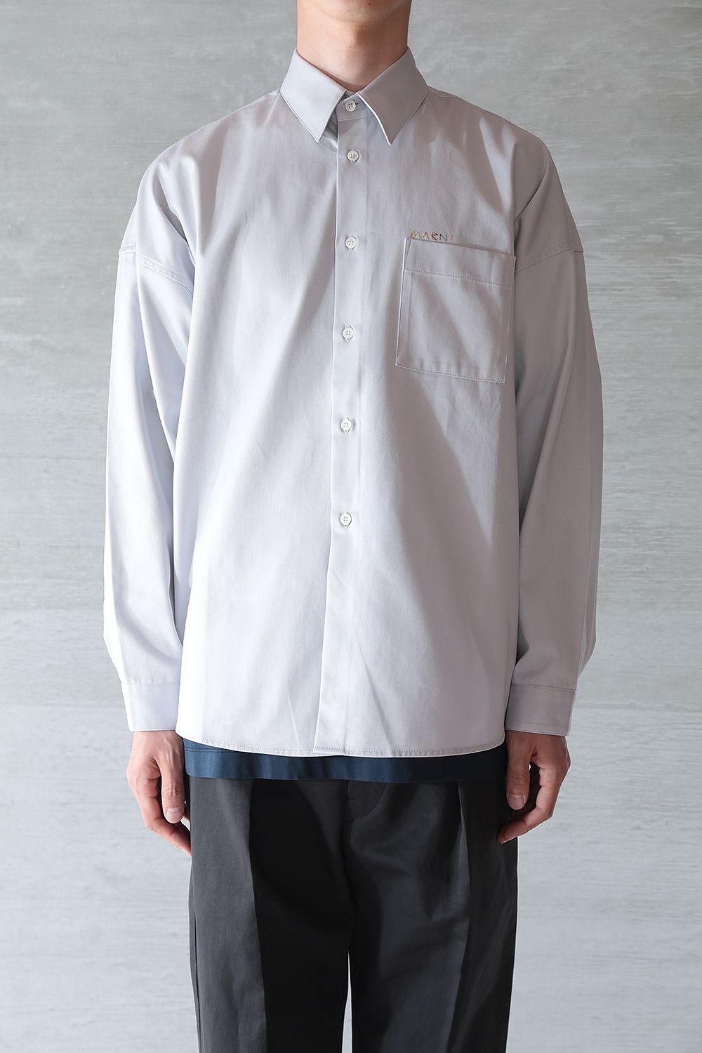 MARNI - 【ラスト1点】COTTON GABARDINE REGULAR COLLAR SHIRTS(ICE