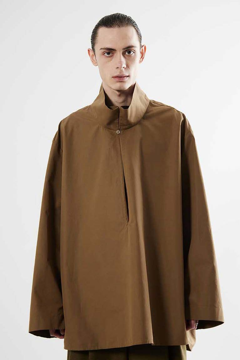 HED MAYNER - 【ラスト1点】EXTENDED-COLLAR SHIRT(BROWN) | Acacia ONLINESTORE