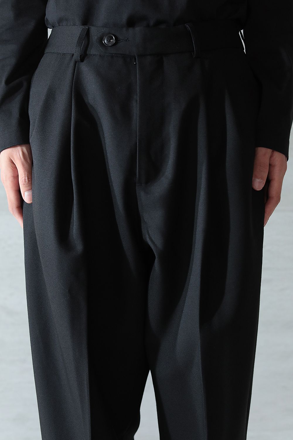 DOUBLE PLEATED TROUSERS(BLACK) - 46(S〜M)