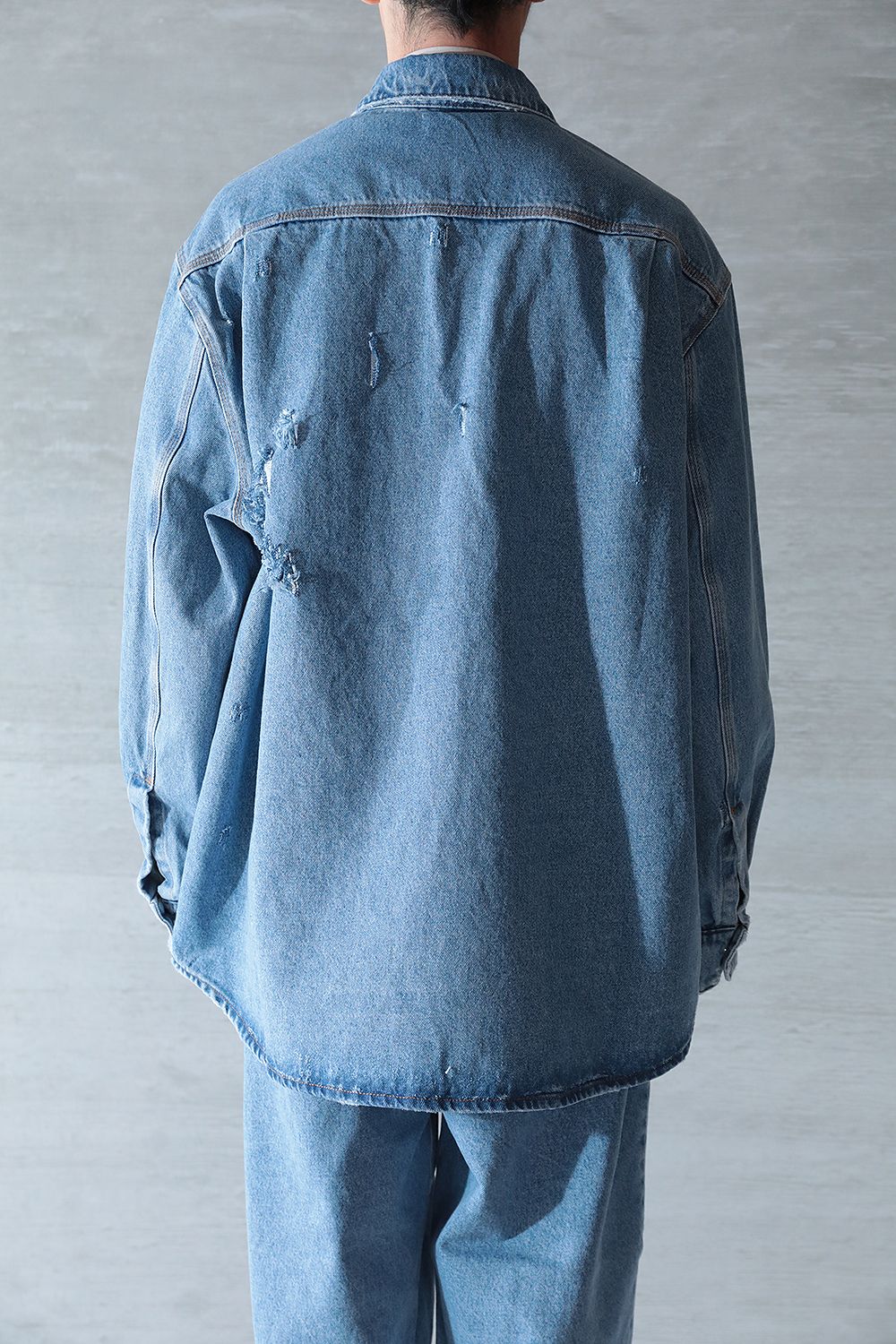 HED MAYNER - DESTROYED DENIM SHIRT(BLUE) | Acacia ONLINESTORE