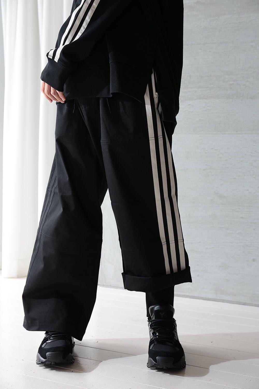 Y-3】M 3STP GABADINE WIDE PANTS ブラック S-