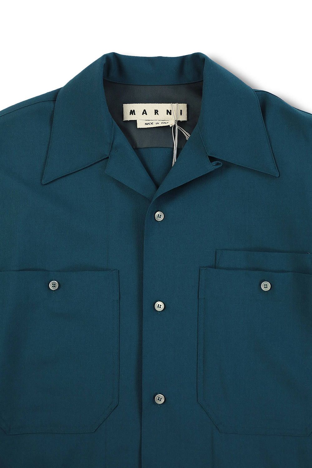 MARNI - TROPICAL WOOL OPEN COLLAR SHIRT(PETROL) | Acacia ONLINESTORE