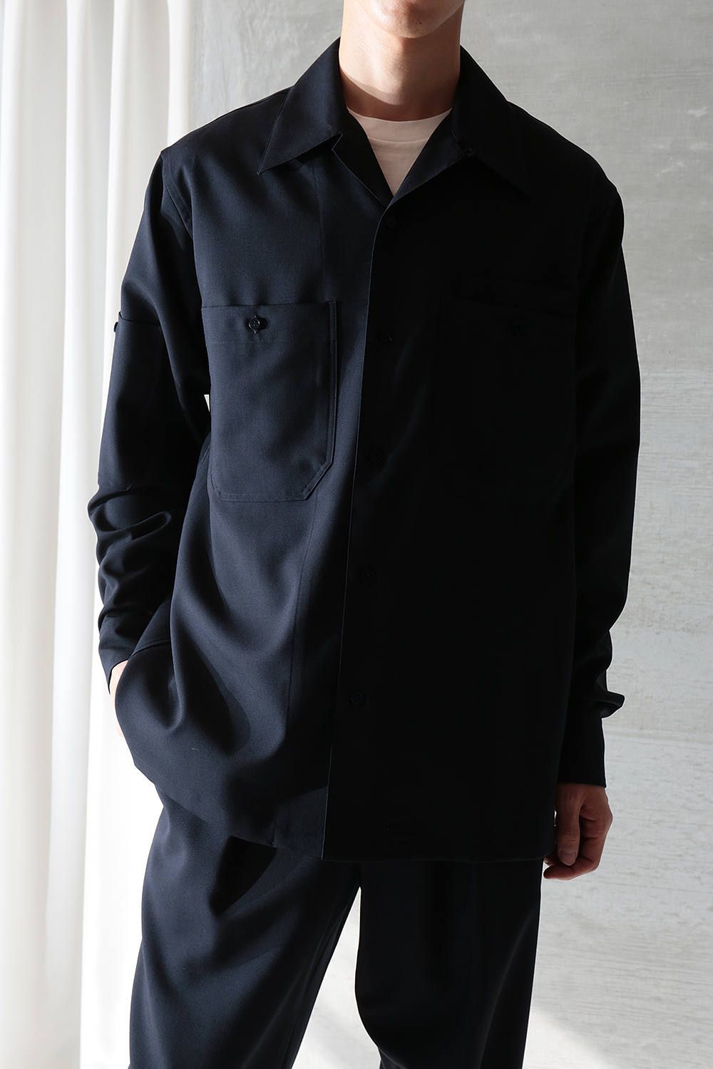 プレゼント サプライズ 格安！ TROPICAL WOOL OPEN COLLAR SHIRT - シャツ