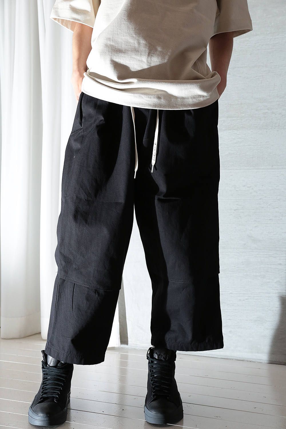 Y-3】CANVAS WORKWEAR CROPPED PANTS ブラック-