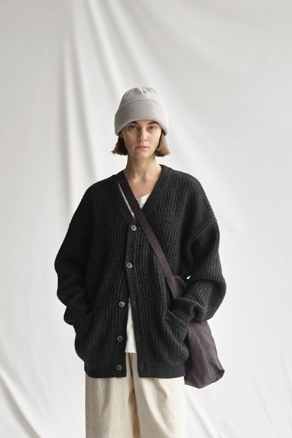 YOKO SAKAMOTO - 【23AW/ラスト1点】YAK KNIT CARDIGAN(HEATHER GRAY