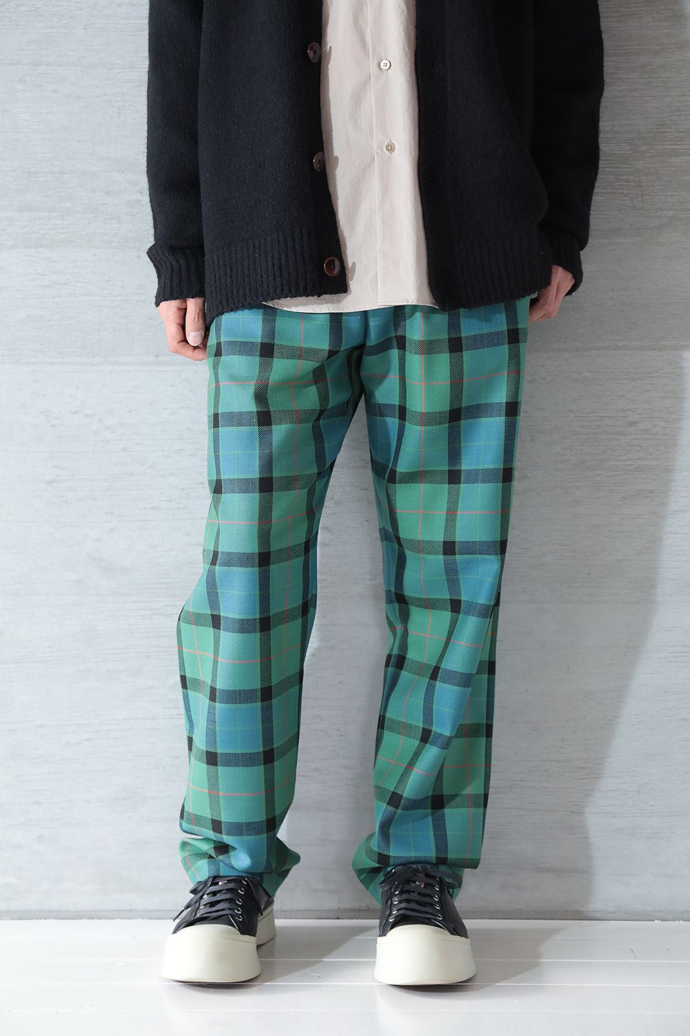 MARNI - MULTICOLOR TARTAN WOOL STRAIGHT PANTS(PEACOCK) | Acacia