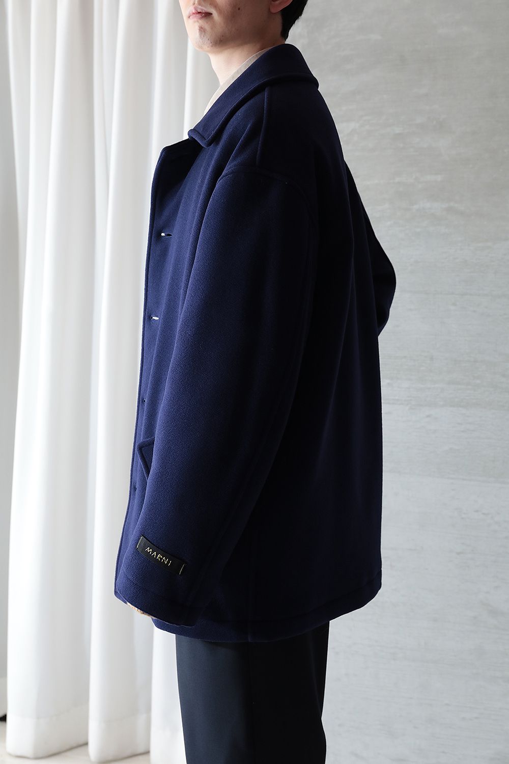 MARNI - 【23AW/ラスト1点】VIRGIN WOOL FELT PEA COAT(BLU MARINE