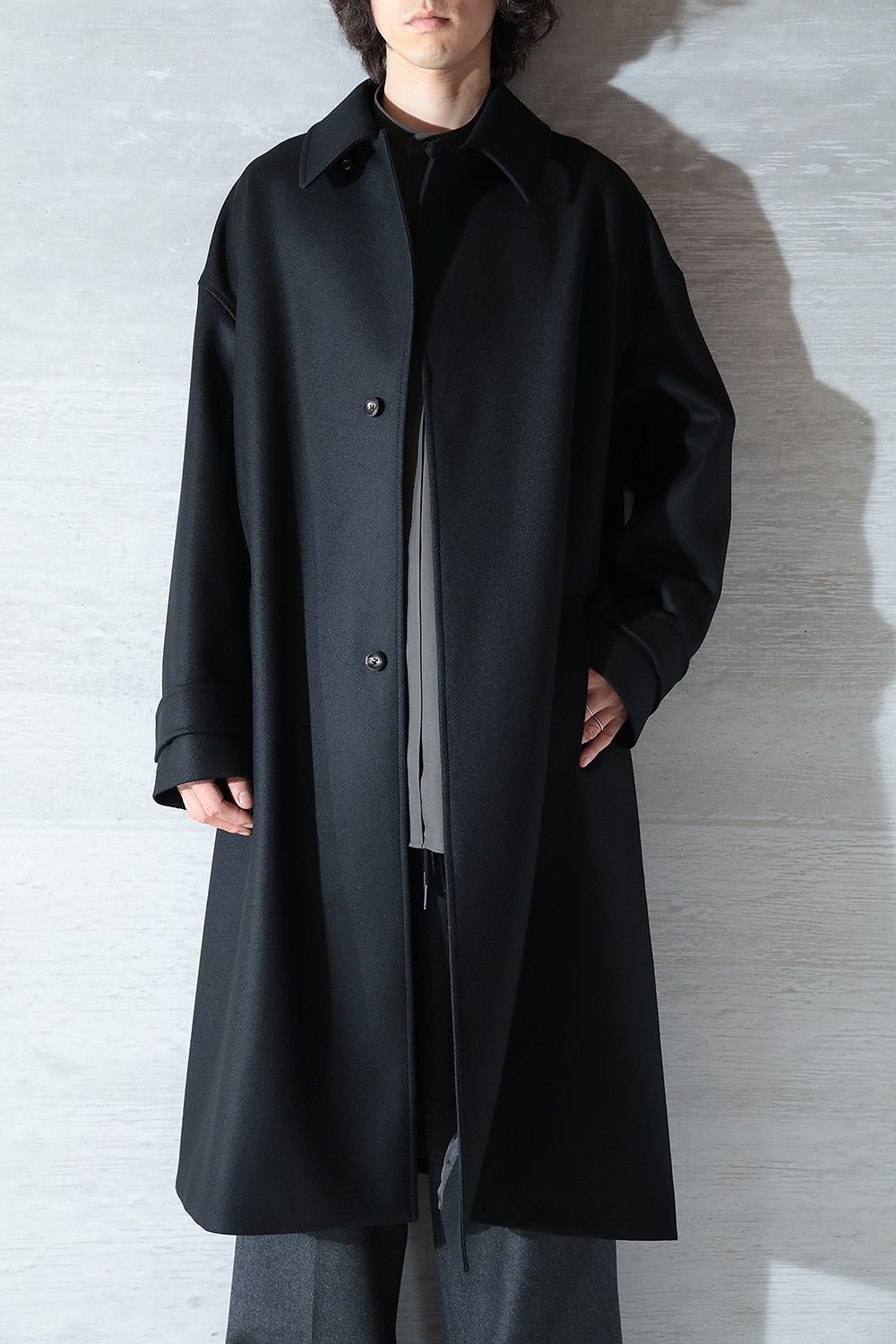 THE RERACS - 【23AW】THE BAL COLLAR COAT(BLACK / SUPER140 LIGHT