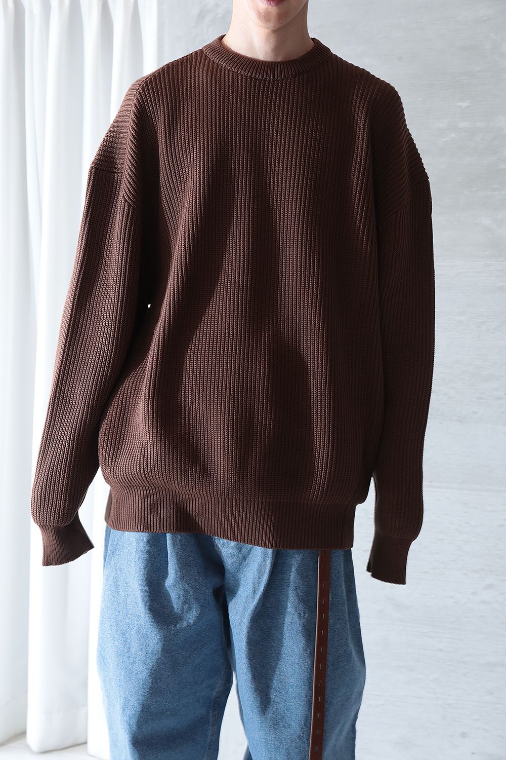 HED MAYNER - 【ラスト1点】TWISTED LONG SLEEVES SWEATER(TOBACCO