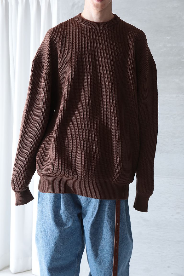 HED MAYNER 【ラスト1点】TWISTED LONG SLEEVES SWEATER(TOBACCO BROWN) Acacia  ONLINESTORE