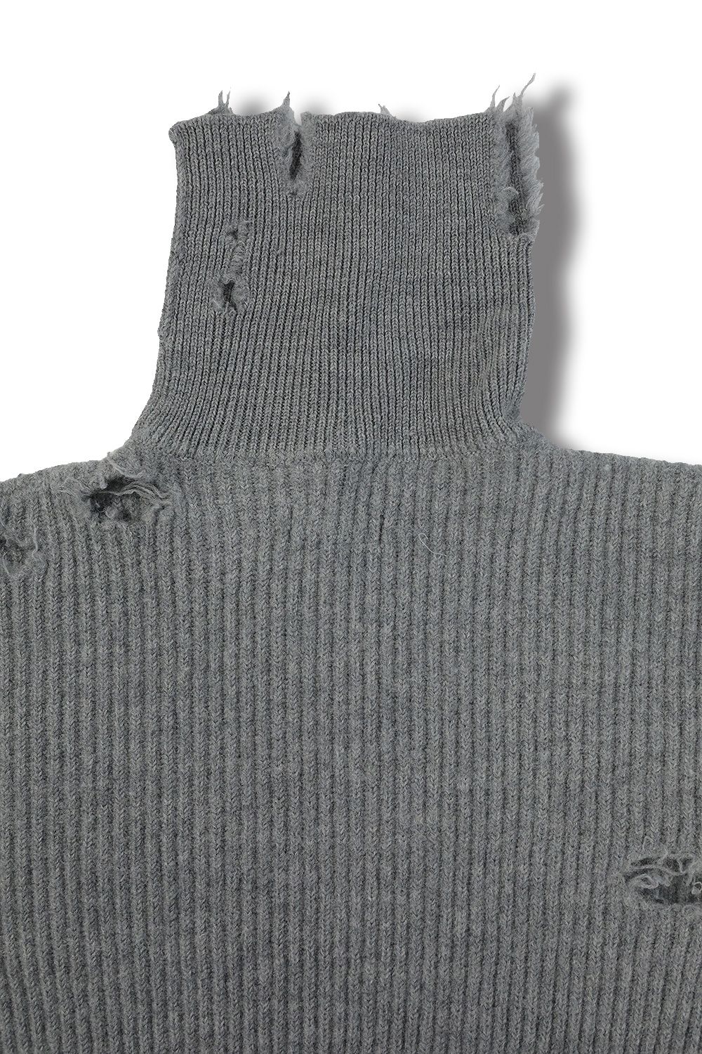 HED MAYNER - 【ラスト1点】DESTROYED TURTLENECK SWEATER(LIGHT GREY