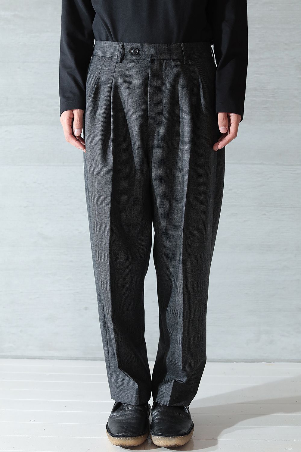 DOUBLE PLEATED TROUSERS(BLACK) - 46(S〜M)