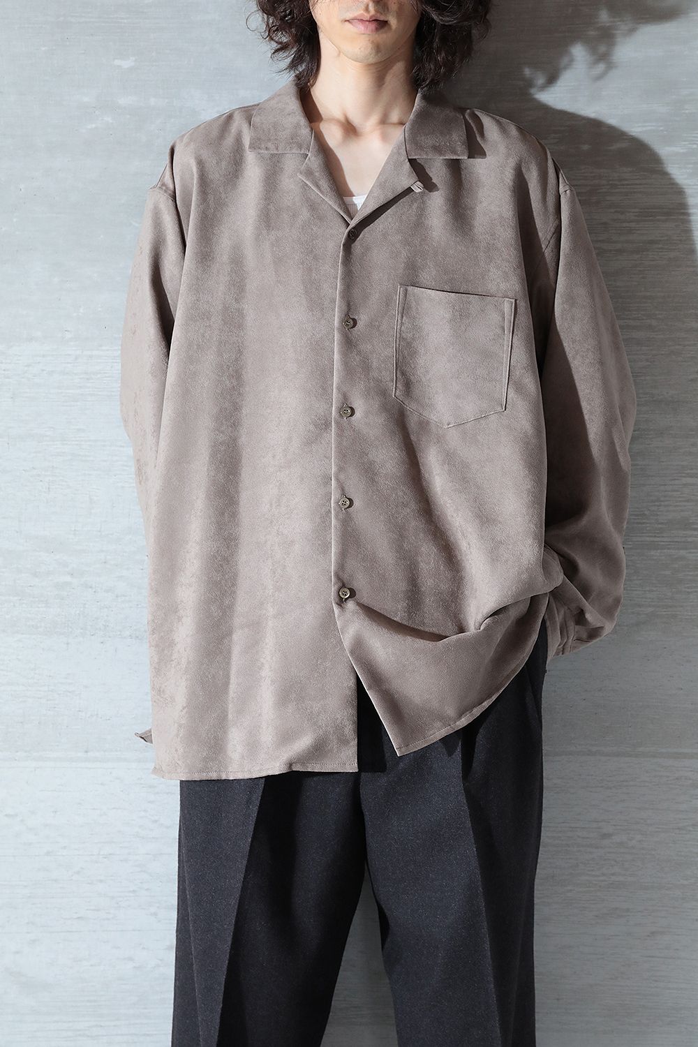 WEWILL - 【ラスト1点】LS OPEN COLLAR DT SHIRT(GREIGE) | Acacia