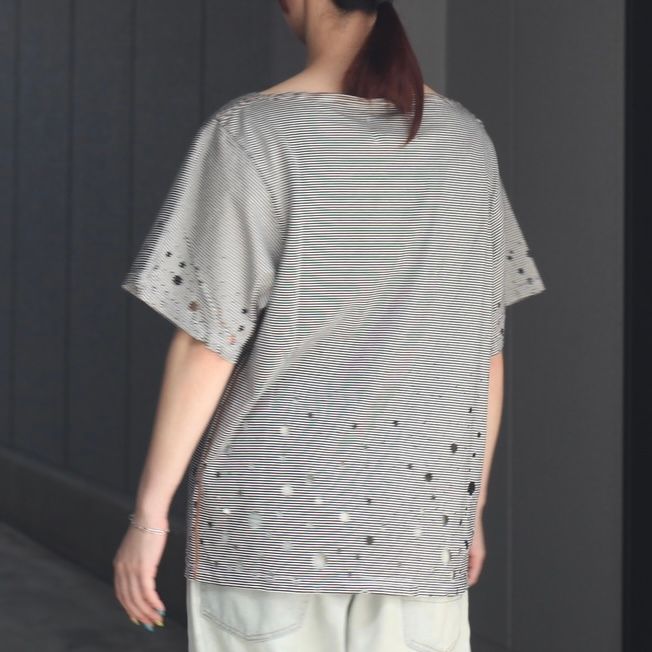 【残り一点】Destroyed Boat Neck Stripe Tee