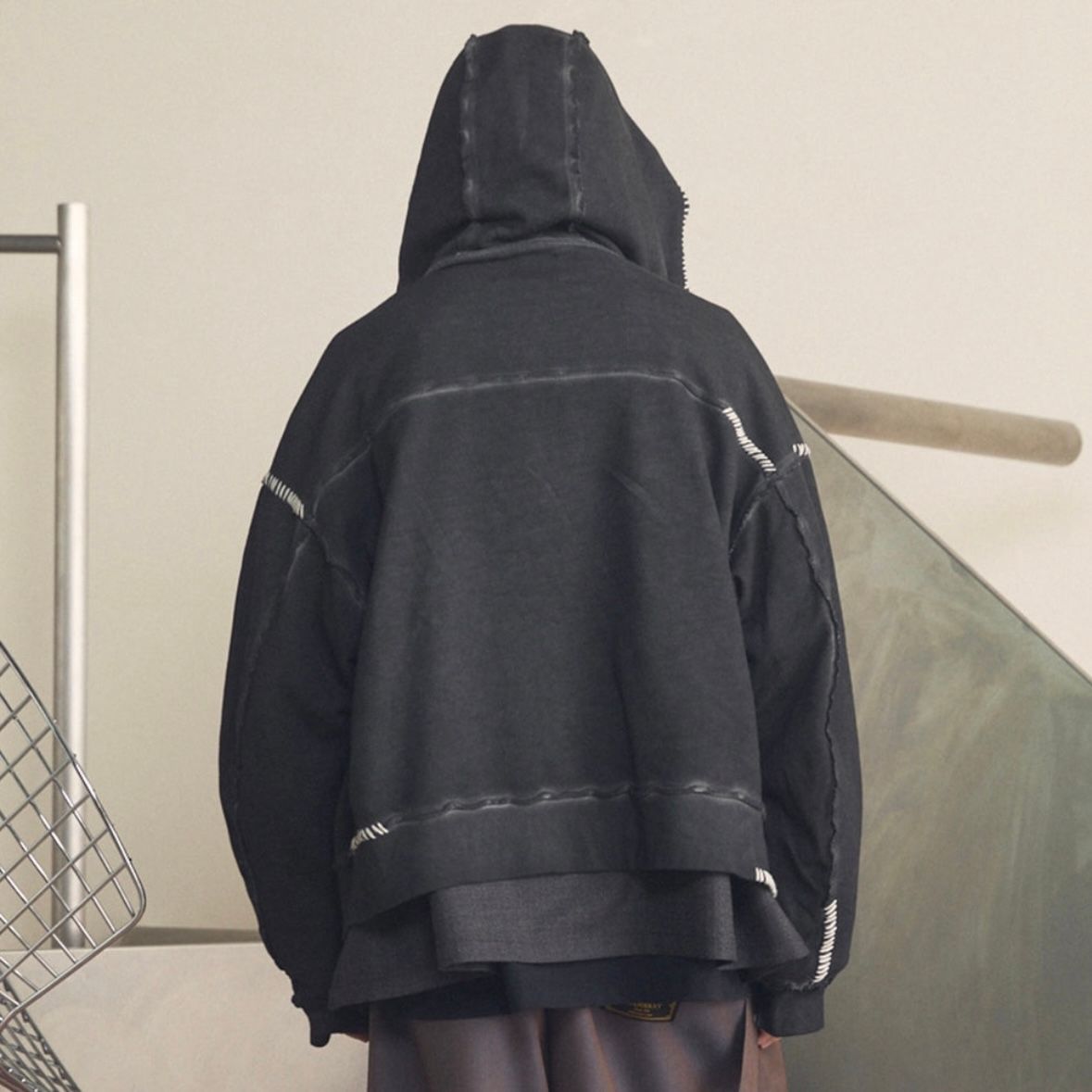 【残り一点】Over-Dye Embroidery Prime-Over Sweat Zip Hoodie