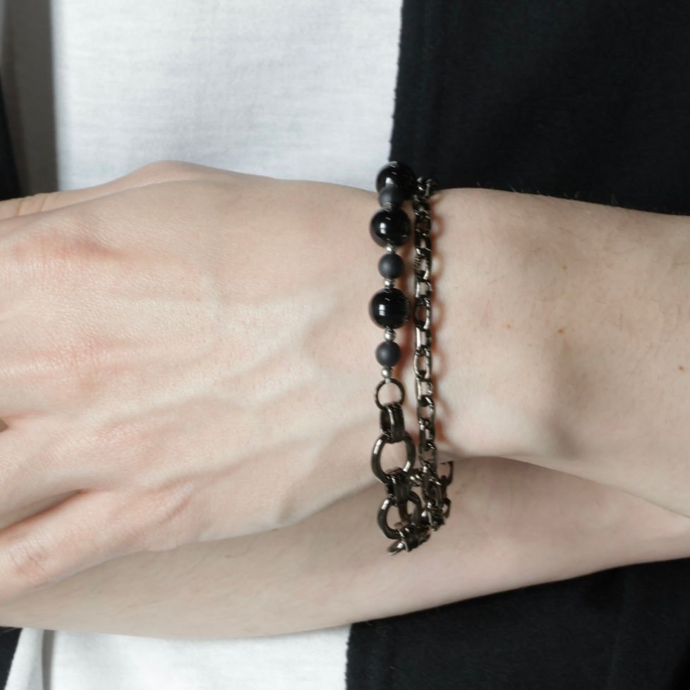 【残り一点】Beads Chain Breacelet_A(BLACK)