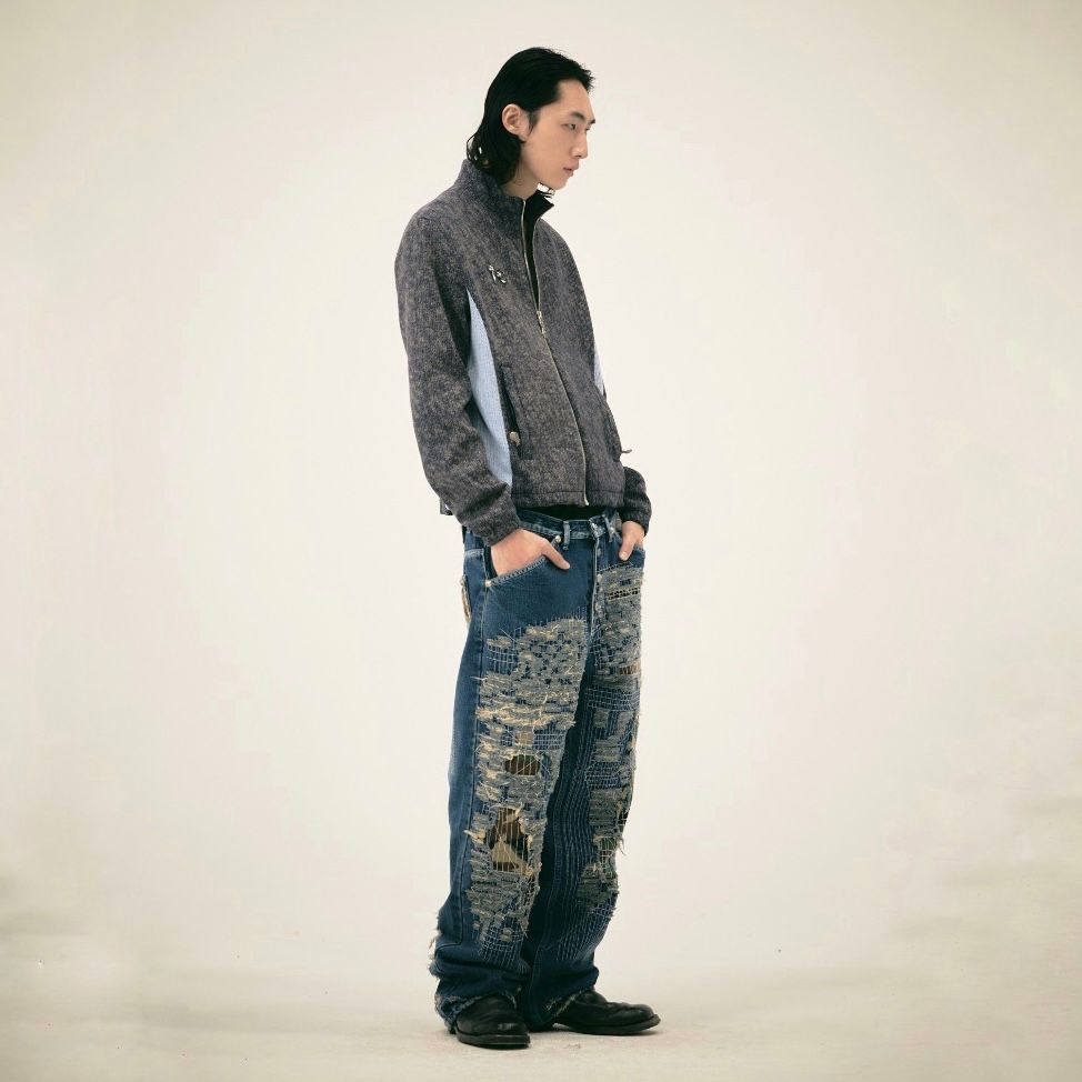 【残り一点】Vintage-Stitched Camo Denim Pants
