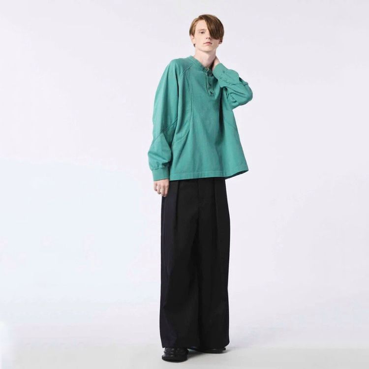 【残り一点】72/2 4Colors Chambray Wool Baggy Wide Pants