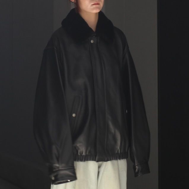 【残りわずか】Mouton Collar Sheep Leather Zip Jacket