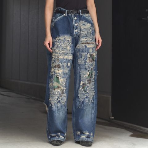 【残り一点】Vintage-Stitched Camo Denim Pants