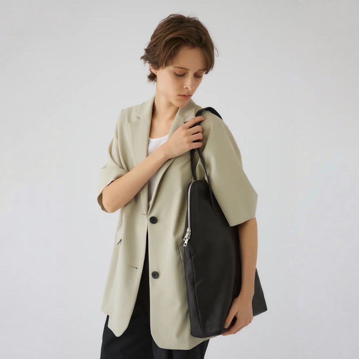 【残り一点】W Zip Leather Bag