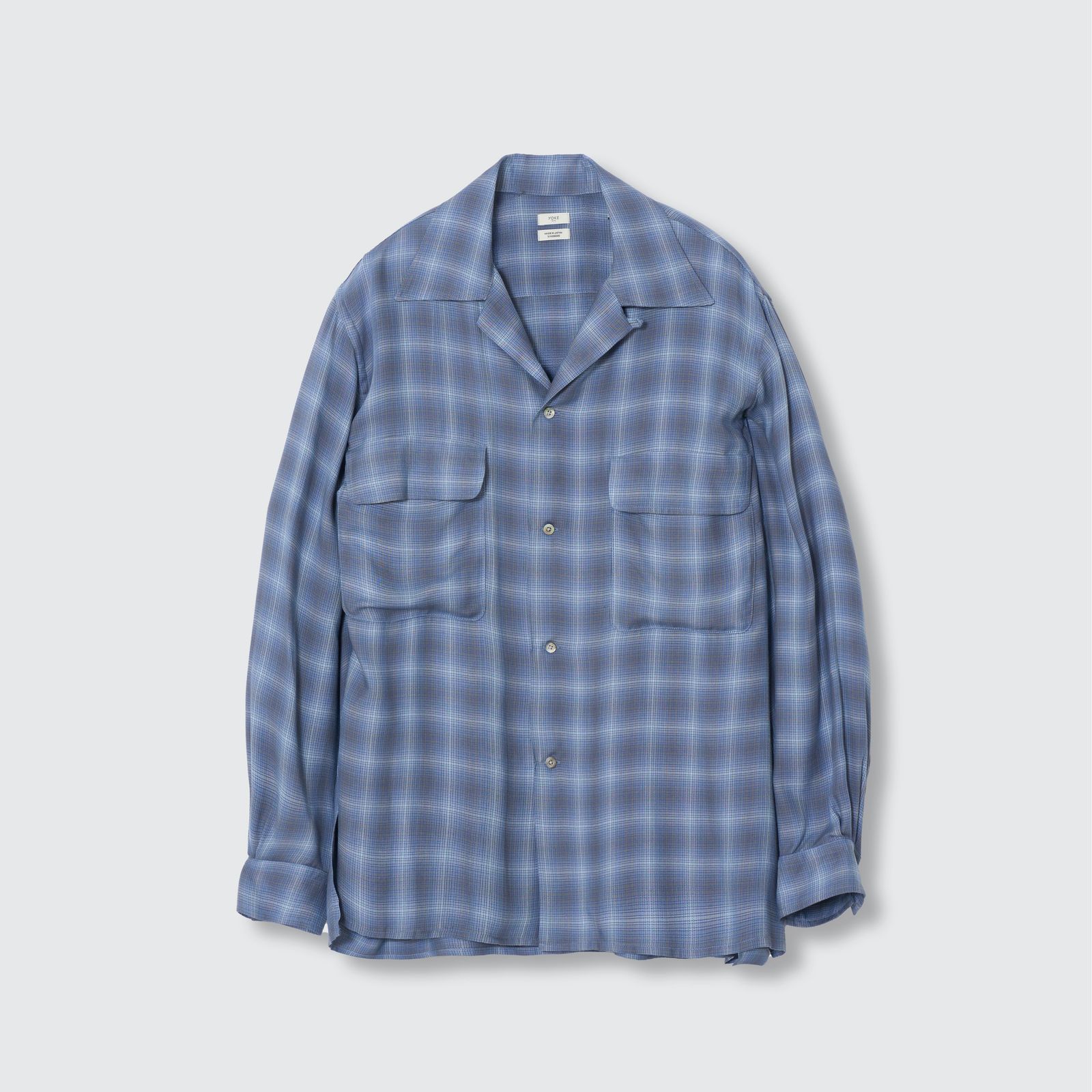 【残り一点】Modal Plaid Open Collar Shirt