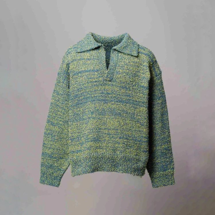 【残り一点】Mix Color Fancy Yarn Prime-Over Skipper Knit Pullover