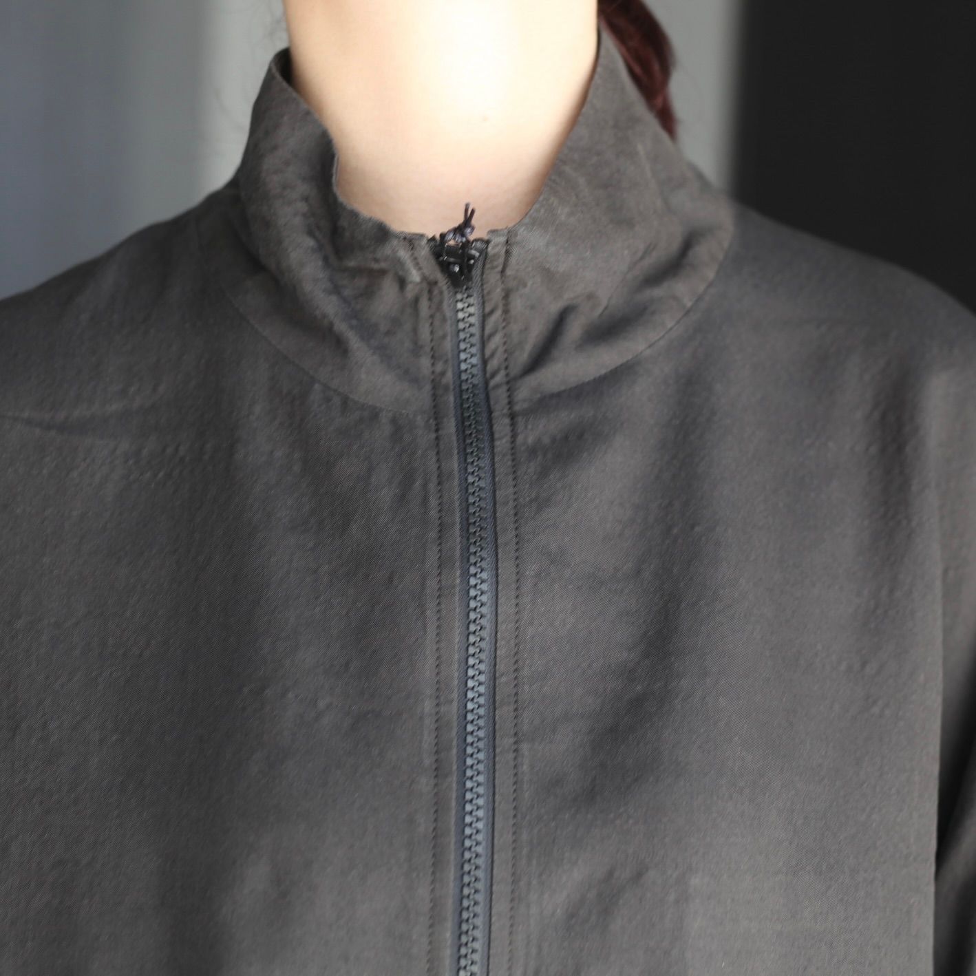 【残り一点】Wool/Silk Shirred Light Zip Jacket