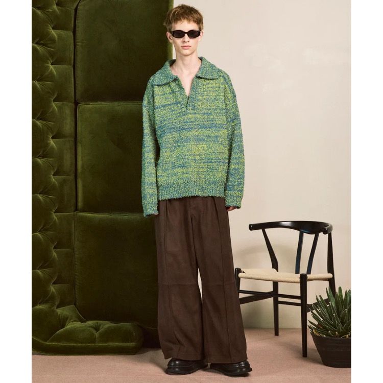 【残り一点】Mix Color Fancy Yarn Prime-Over Skipper Knit Pullover