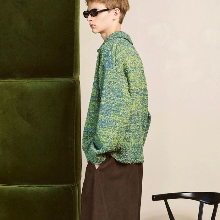 【残り一点】Mix Color Fancy Yarn Prime-Over Skipper Knit Pullover