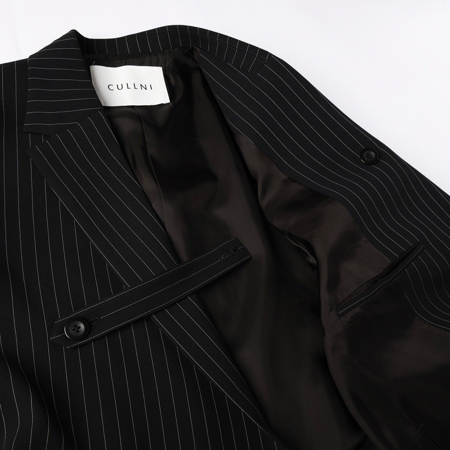 CULLNI ストライプ ダブルテーラードジャケット サイズ1 CULLNI - 【残り一点】Stripe Double Cloth Slant Belt Tailored