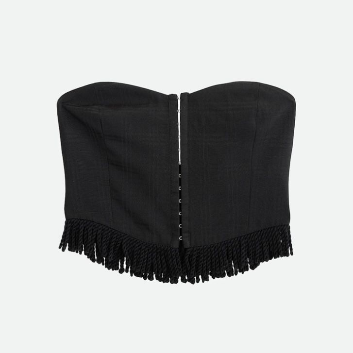【残り一点】Check Fringe Bare Bustier